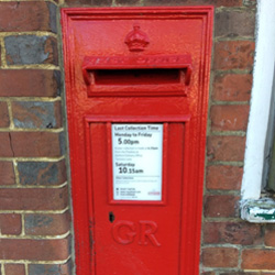 G R Post box attached to Egerton village shop/Post office